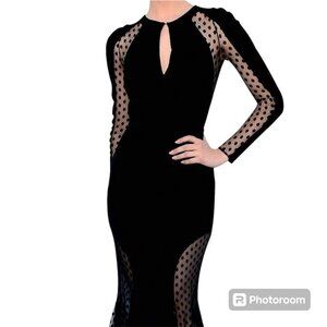 NWT Miusol Black with Polka Dot Long Sleeves with Keyhole Neck Maxi Size XL